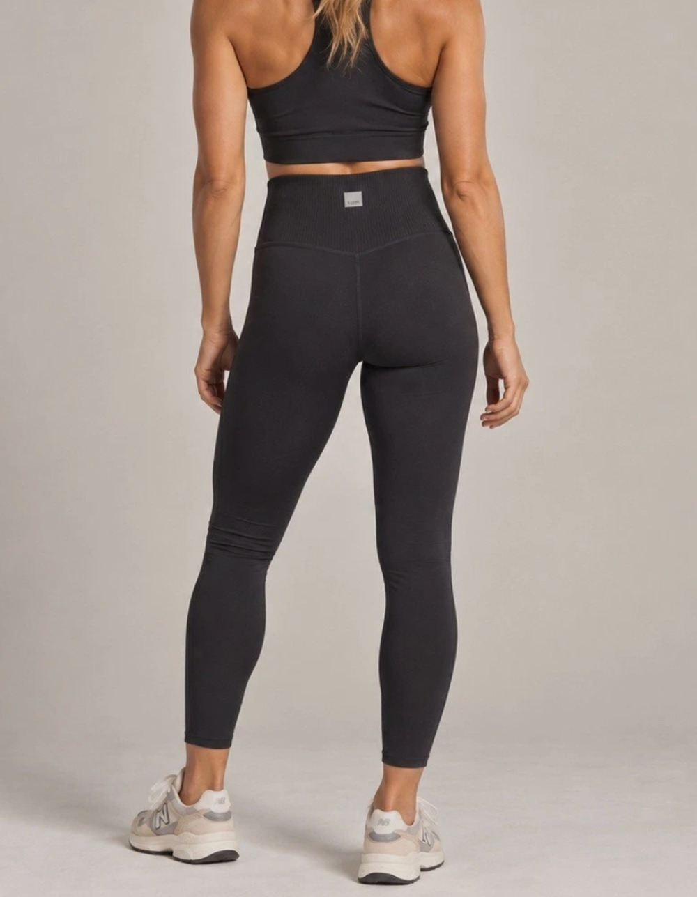 Vuori Womens Rib Studio High Rise Logo Leggings Black Sz S Athleisure Gym